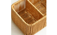 Woven Desktop Storage Box Rattan Desk Organizer Compact Rattan Storage Box for Home Office