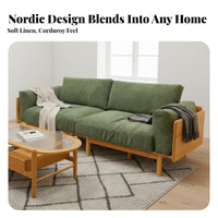 Nordic Design Wooden Sofa Removable and Washable Covers Solid Wood Frame Sofa Comfortable Upholstery Modern Minimalist Loveseat for Living Room