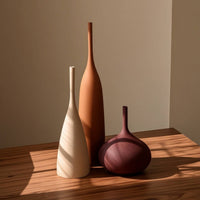 3 Pieces Brushed Vases with Matte Finish Decorative Tabletop Vases Minimalist Ceramic Vase Modern for Living Room, Shelves, Entryway, Coffee Tables