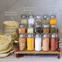 Wooden Tiered Spice Rack Organiser for Countertop, Tier Freestanding Kitchen Storage Rack, Modern Minimalist, Wood Seasoning Organiser Shelf