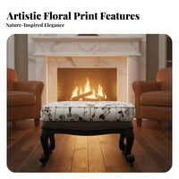 2 Pieces Armchair with Footrest Matching Footstool Included Padded Armchair with Footrest Countryside design Living Room Seating for Bedroom, Study
