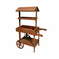 Wooden Flower Wagon Decorative Wheels Flower Wagon Stand Freestanding