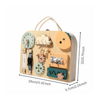 Made from Wood Wooden Busy Box Develops Fine Movement Skills Wooden Busy Board Screen-Unrestricted Fun Toddler Sensory Toy Internal Storage Space for Children, Preschoolers, Travel