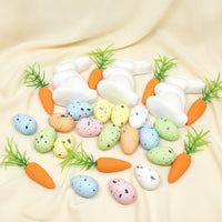 18 Pieces DIY Craft Bunny Carrot Egg Ornaments Colorful Foam Easter Decoration Set Reusable Foam Carrot Decoration Lightweight for Children, Crafters, School Crafts, Table Decor