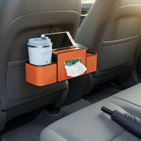 Vehicle Seat Back Organizer with Beverage Holder Holder Hanging Hooks Back Organizer Easy Installation Backseat Storage Box with Beverage Holder
