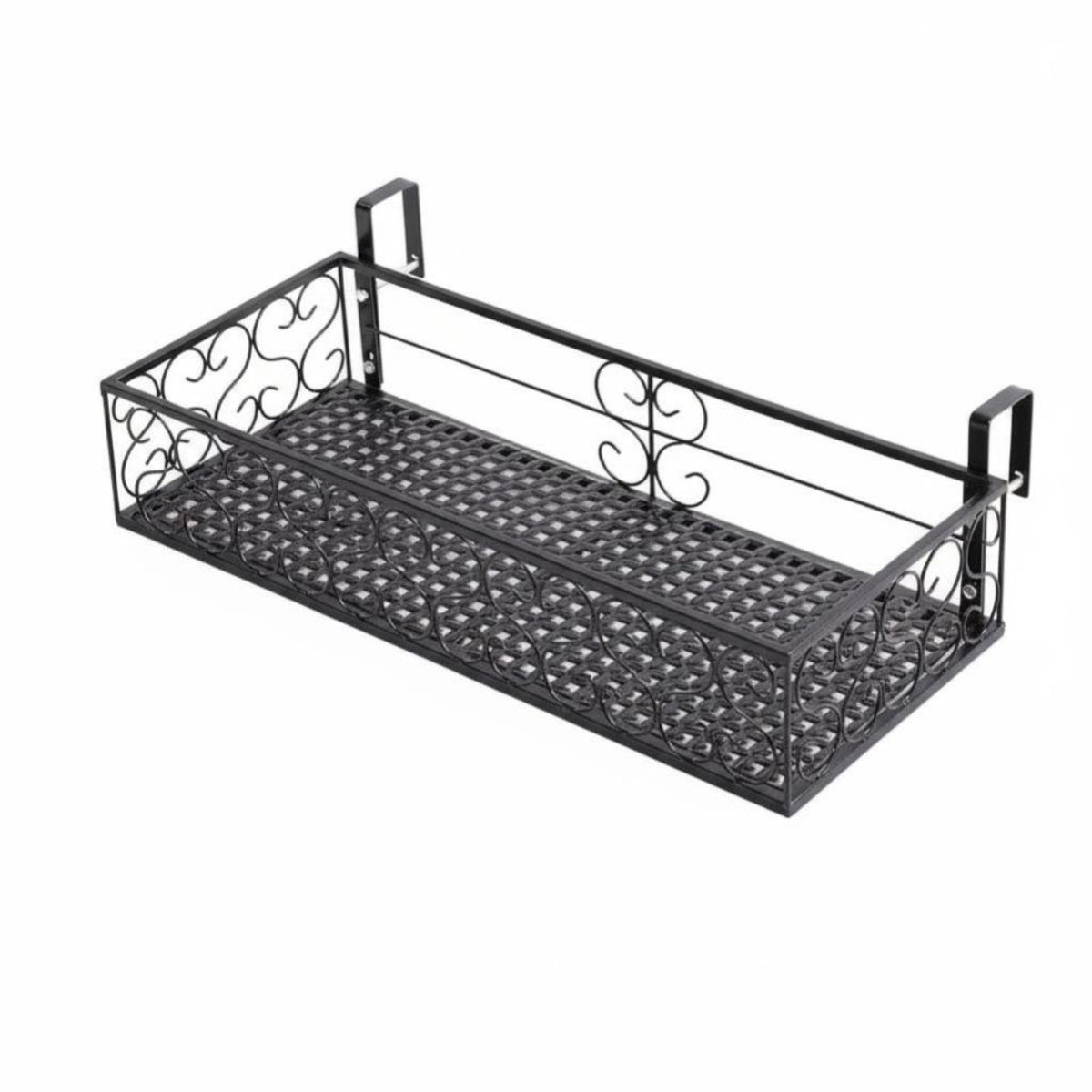 Space-Saving Hanging ing Rack Easy Installation over-the Pot Basket lattice Design Balcony Shelf Weather-Resistant for Apartment Dwellers, Home Decorators, Homeowners, Fence, Patio, Porch
