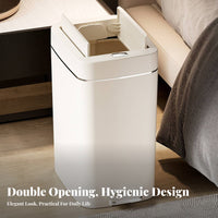 Foot Pedal Waste Bin Gentle-Close Lid Lidded Push-Top Bin Double-Opening Trash Can Hands-Contactless Function Slim Rectangular