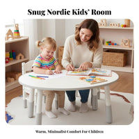 Ergonomic Shape ovalShaped childs' Table child-safe Design children's Furniture glossy Finish Play Desk and Chair Easy to Clean for Preschoolers, young children, Kindergarten educators, Learning Activities, Playroom, Daycare hub, Bedroom