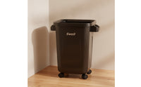Slim Trash Bin with Wheels Mobile Kitchen Waste Bin Rectangular Wastebasket Space-Saving for Office
