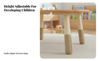 Child-Safe Design Solid Wood Peanut Table Rounded Corners Adjustable Height Kids Table Wipe-Clean Desktop Toddler Study Desk Easy Assembly for Toddlers, Preschoolers, Teachers, Reading Corner, Kindergarten, Classroom, Playroom