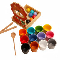 Hand-Eye Coordination Lion Feeding Fine Dexterity Skill Toy Early Education Montessori Color Sorting Set for Toddlers, Preschoolers, Kids 3+