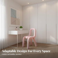 Unique Shape Upholstered Tube Chair Modern Aesthetic Vanity Stool Wavy Backrest Home Furniture Soft & Comfortable for Young Adults, Homeowners, Apartment Dwellers, Bedroom, Makeup Room, Dressing Area, Entryway