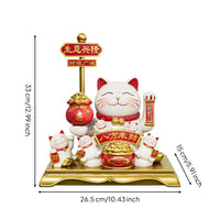 Gift-Box Fortune Cat Figurine Red Accents Fortune Cat Figurine Glossy Decor Piece for Countertop Display