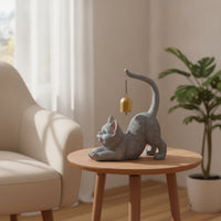 Cat Figurine with Bell Collectible Cat Figurine Cute Ornament for Collectors, Shelf