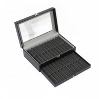 Pen Storage Box with Clear Lid Multi-Compartment Pen Storage Display Case Shielded for Collectors