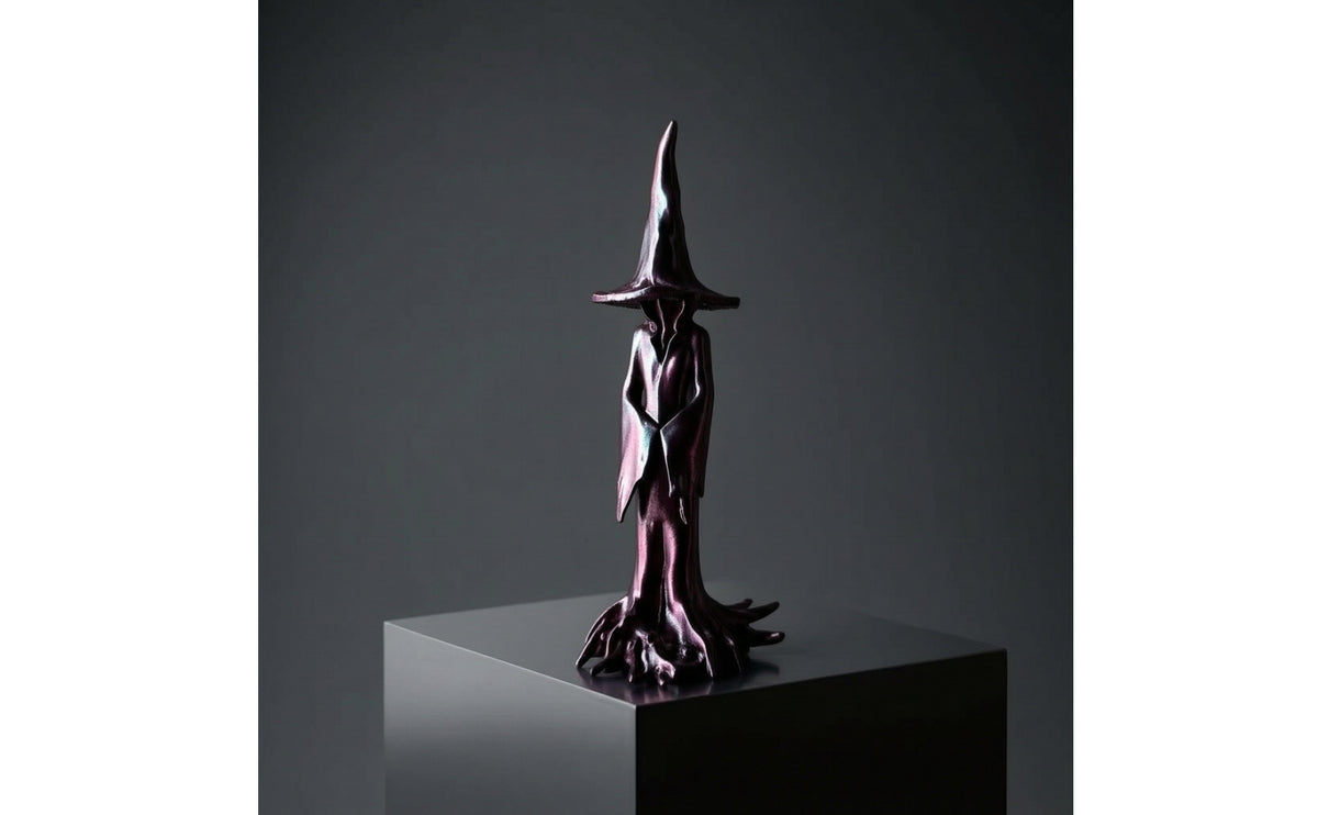 Witchy Witch Figurine with Pointed Hat Slender 3D Printed Witch Desktop Statue Spooky for Goths, Collectors, Desk, Shelf, Entry Table