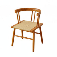 Wabi-Sabi Aesthetic Woven Cord Seat Chair Vintage Design Cane rear Chair sturdy Wood Frame Seating Furniture mid-centuryera Modern for Restaurant Owners, Homeowners, Interior Designers, Dining Room, Kitchen, Home Office, Bedroom