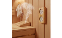Combined Function Sauna Thermometer Hygrometer 2 in 1 Wooden Sauna Thermometer Easy to Read Temperature and Humidity Meter for Spa Owners, Steam Room