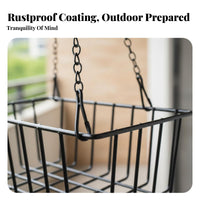Rectangular Wire Hanging Planter Easy Assembly Plant Holder for Patio, Gardeners