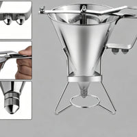 Conical Batter Dispenser with Stand Commercial Batter Dispenser with Press Handle Stainless Steel Funnel for Culinary Professionals