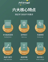 一粒阅读支架带风扇灯可升降晚阅桌air儿童护眼台灯读书架学习看书神器折叠桌面床上落地移动写字书桌多功能 晚阅桌Air升降版【3档补光灯】高度角度可调/坐站可用