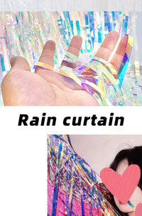 炫彩舞台流苏幻彩雨丝帘镭射背景墙生日场景装饰彩条拉花彩带布置 蓝色进口五角星 彩条长约1.8米