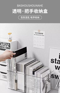 跨境外贸桌面收纳盒亚克力透明宿舍书桌文具书本置物架整理文件筐