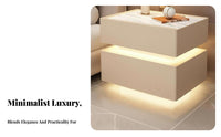 Modern Design Illuminated Nightstand with Drawers Built-in LED Lighting Illuminated Smart End Table Spacious Drawer Storage Bedside Cabinet High Gloss Finish for Homeowners, Tech Enthusiasts, Students, Apartment, Hotel Room, Home Office