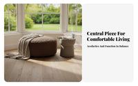 Round Pouf Pillow Wabi-Sabi Aesthetic Round Hassock Uniform Color Thick Padding for Interior Decorators, Bay Opening