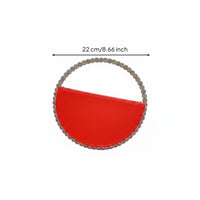 Elegant Rhinestone Circle Bag Formal Event Crystal Handle Purse Sequin-Design Glow for Wedding, Banquet