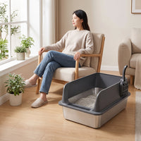 Large Stainless Steel Litter Box Easy to Clean Metal Litter Box for Cats