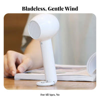 Lightweight Bladeless Handheld Fan Self-Standing Bladeless Portable Fan Multi-Speed Control Built-in Hanging Clip for Office Workers, Commuters, Students, Desktop, Outdoor, Camping, Travel