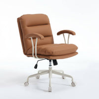 Adjustable Height Upholstered Rolling Task Chair 360-Degree Swivel Upholstered Rolling Armchair Ergonomic Design Office Furniture Padded Cushion for Students, Telecommuting Workers, Adults, Study Room, Bedroom