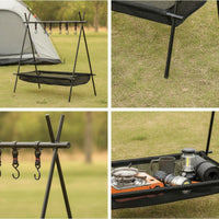 Camping Hanging Rack Aluminum Alloy Outdoor Storage Rack Space-Saving Camping Organizer for Camping, Backpackers, Picnics