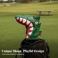 4 Pieces PU Leather Dinosaur Golf Club Cover Fun Design Dinosaur Golf Headcover Long-Lasting Protection for Golfers, Adults, Golfing