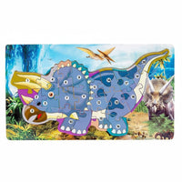 Wooden Dinosaur Puzzle Learn Shapes Dinosaur Learning Puzzle Hand-Eye Coordination Educational Toy for Young Children, Children 3++