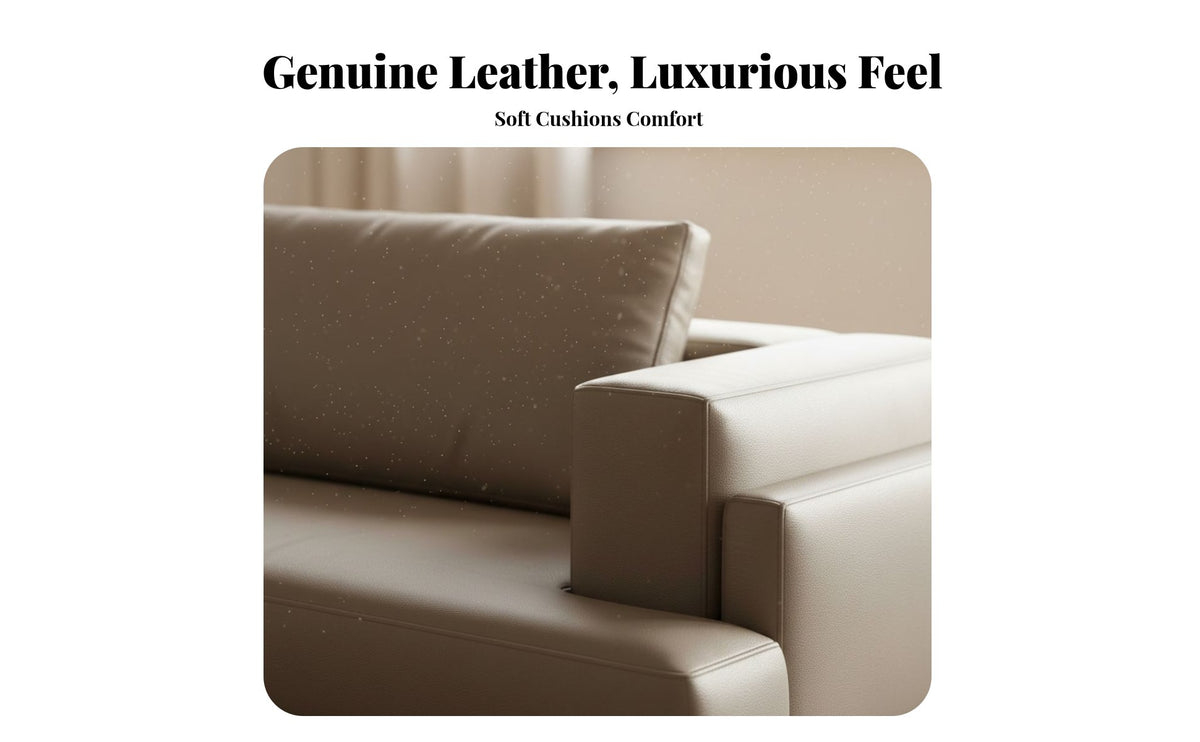 3-Piece Modern Office Sofa Set Genuine Leather Upholstery Reception Seating Italian-Inspired design Commercial Furnishing for Guests, Business Owners
