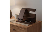 Multi-Functional Wooden Phone Charging Stand Easy Assembly Watch and Glasses Holder Bedside Organizer Station for Men, Desktop, Office, Entryway