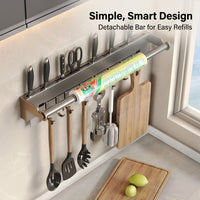 Wall Mounted Stainless Steel Rack for Dorm Room and Apartment Organization, Organizer with No Drill Installation for Chefs