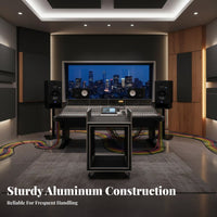 Aluminum-Reinforced Frame Rolling Amplifier Cabinet ruggedDuty Construction travel case high-grade Audio Equipment Rack Portable for Sound Engineers, Event Technicians, Touring, in-person Performances, in-person music events, on the travel