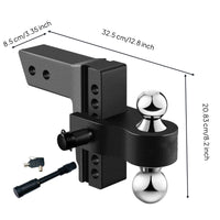 Adjustable Trailer Hitch Ball Mount 6-Inch Adjustable Hitch Lockable Adapter for Towing, Transporting