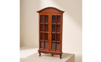 1:12 Scale Miniature Display Cabinet Wooden Dollhouse Cabinet with Glass Doors Vintage Furniture Walnut for Collectors