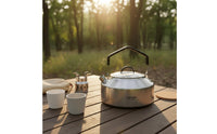Stainless Steel Camping Kettle Fast Heating Portable Outdoor Tea Kettle Gas and Induction Compatible Campfire Tea Pot for Hikers, Journeyers, Picnic