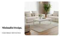 Snow White snow Finish Rounded Corner Low Table Modern Minimalist design Household Furniture Small Apartment accommodating Easy to Clean for Homeowners, Families, Adults, Living Room, Reception Area, Office, Lounge