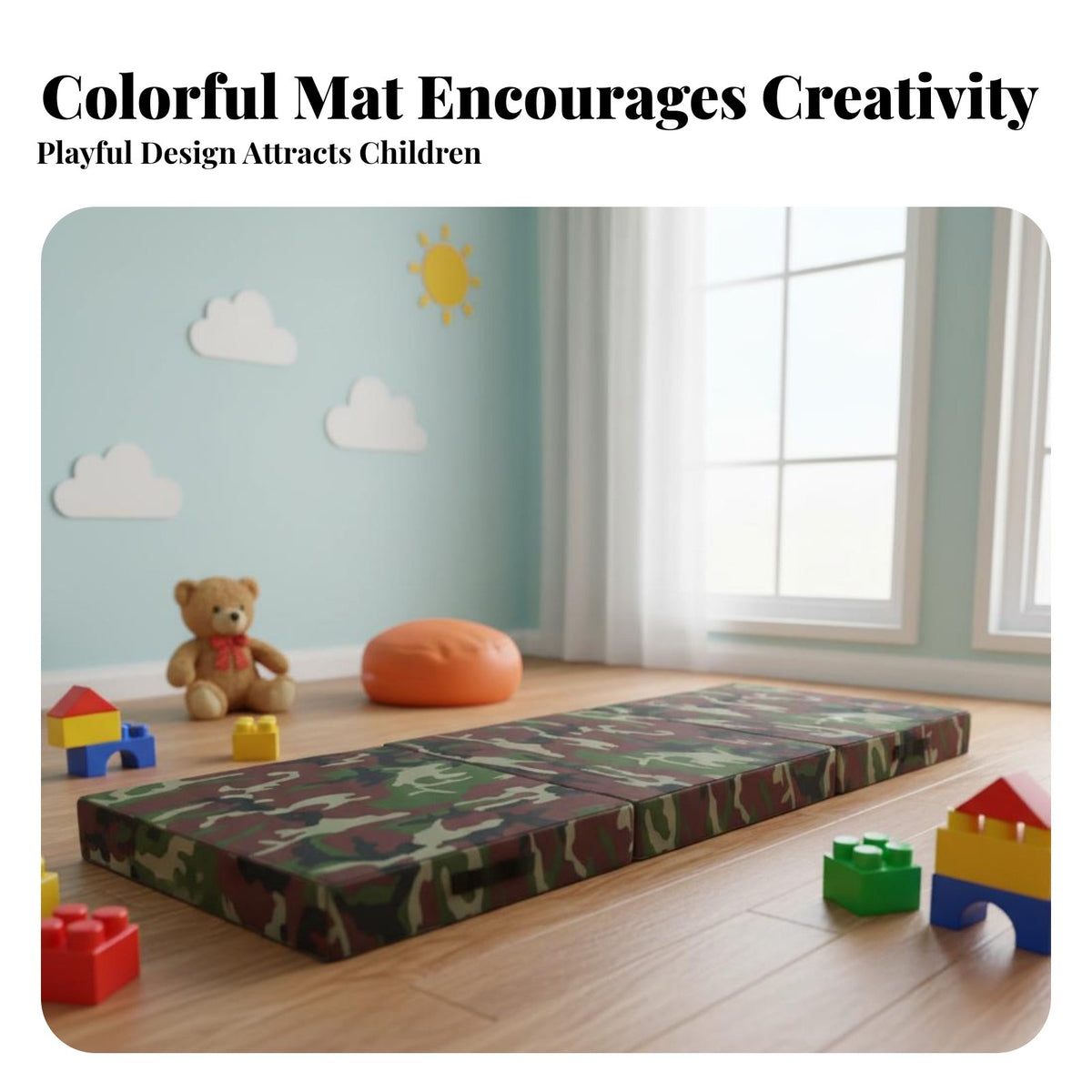 Foldable Design Dance Practice Mat Anti-Tear PU Leather Folding Gymnastics Mat High-Density Foam Portable Floor Pad Easy to Clean for Children, Dancers, Gymnasts, Home, School, Gym