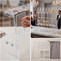Champagne Flute Stand Tabletop Champagne Flute Holder Acrylic Stand with Two Tiers Easy Assembly Glassware Thick