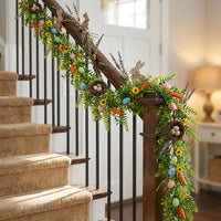 Easter Egg Garland 270 cm Realistic Hanging Easter Vine Artificial Carrot and Egg Vine Festive Decor for Wall, Mantelpiece, Fireplace Mantel