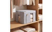 Clothes Organizer with Window Space-Saving Foldable Storage Box Textile Storage Bin Large Capacity Sturdy for Students, Closet
