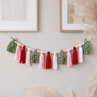 Tassel Garland Festive Banner with Wood Beads Wooden for Photo Backdrop, Nursery