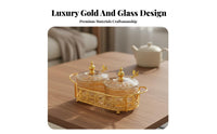 Luxury Design Gold Snack Bowl Tray Set Compartmentalized Divided Appetizer Platter Multi-Purpose Divided Relish Dish with Spoons Safe for Food for Living Room, Coffee Table, Entertaining Guests, Parties